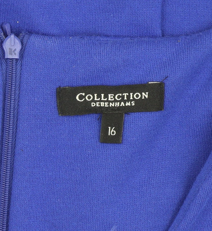 Debenhams Women Blue Square Neck Dress Size 16