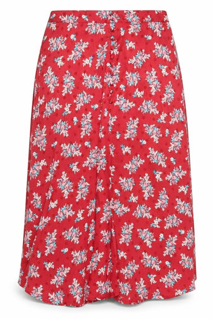 Red Herring Women's Red Floral Midi A-Line Skirt Size 16