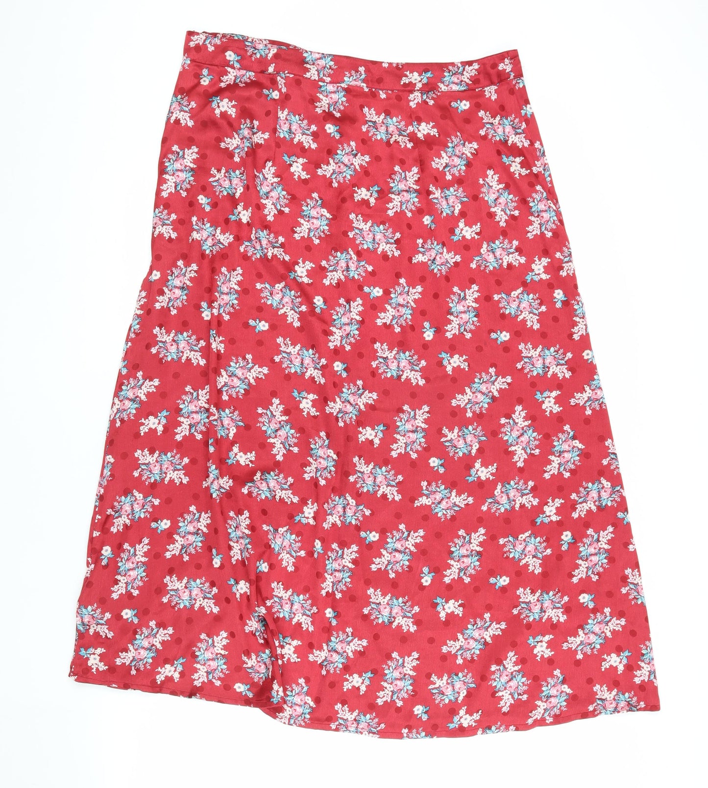Red Herring Women's Red Floral Midi A-Line Skirt Size 16