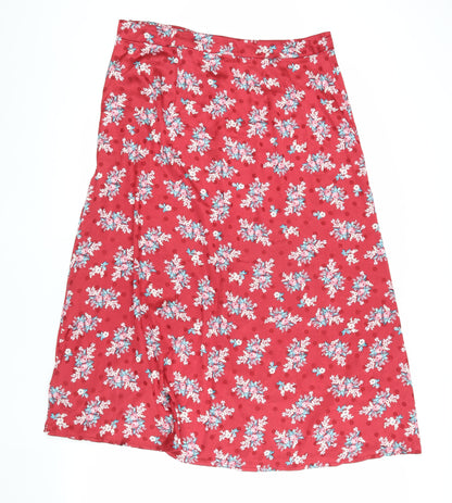 Red Herring Women's Red Floral Midi A-Line Skirt Size 16