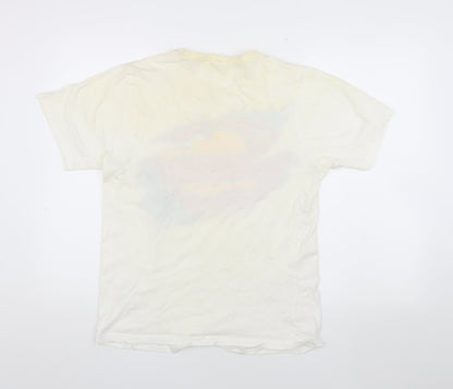 Superman Comic T-Shirt Men White S Crew Neck