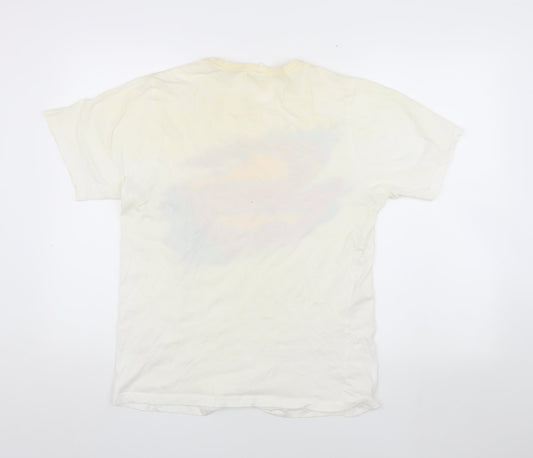 Superman Comic T-Shirt Men White S Crew Neck