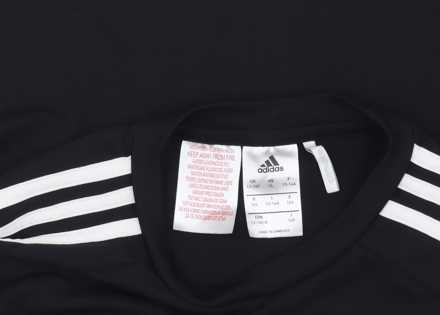 Adidas Boys Black Jersey T-Shirt 13-14Y Sports Activewear
