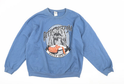 Unisex Adults UK Size 2XL Star Wars Blue Pullover Sweatshirt