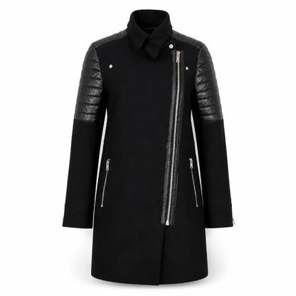Mango Women's Black XS Motorcycle Coat, Modern Style