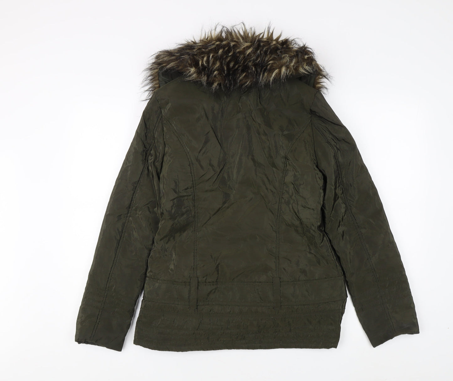 Womens UK Size 10 M&Co Green Parka Coat