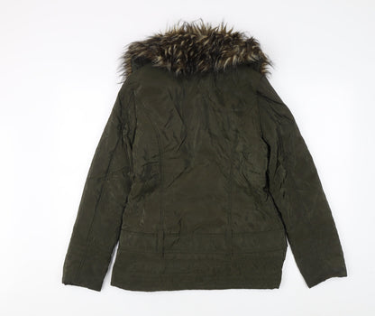 Womens UK Size 10 M&Co Green Parka Coat