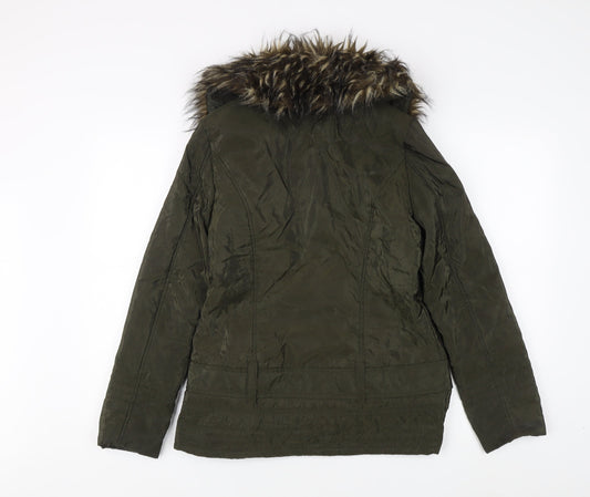 Womens UK Size 10 M&Co Green Parka Coat