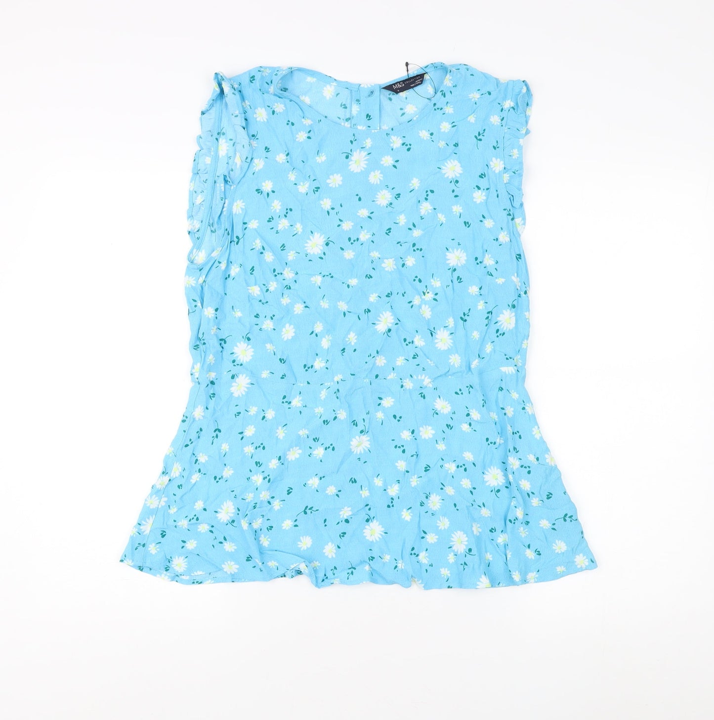 Womens UK Size 14 Marks and Spencer Blue Basic Blouse