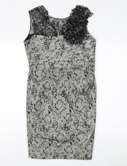 Taylor Women’s Grey Sheath Dress - Size 8, Formal Style