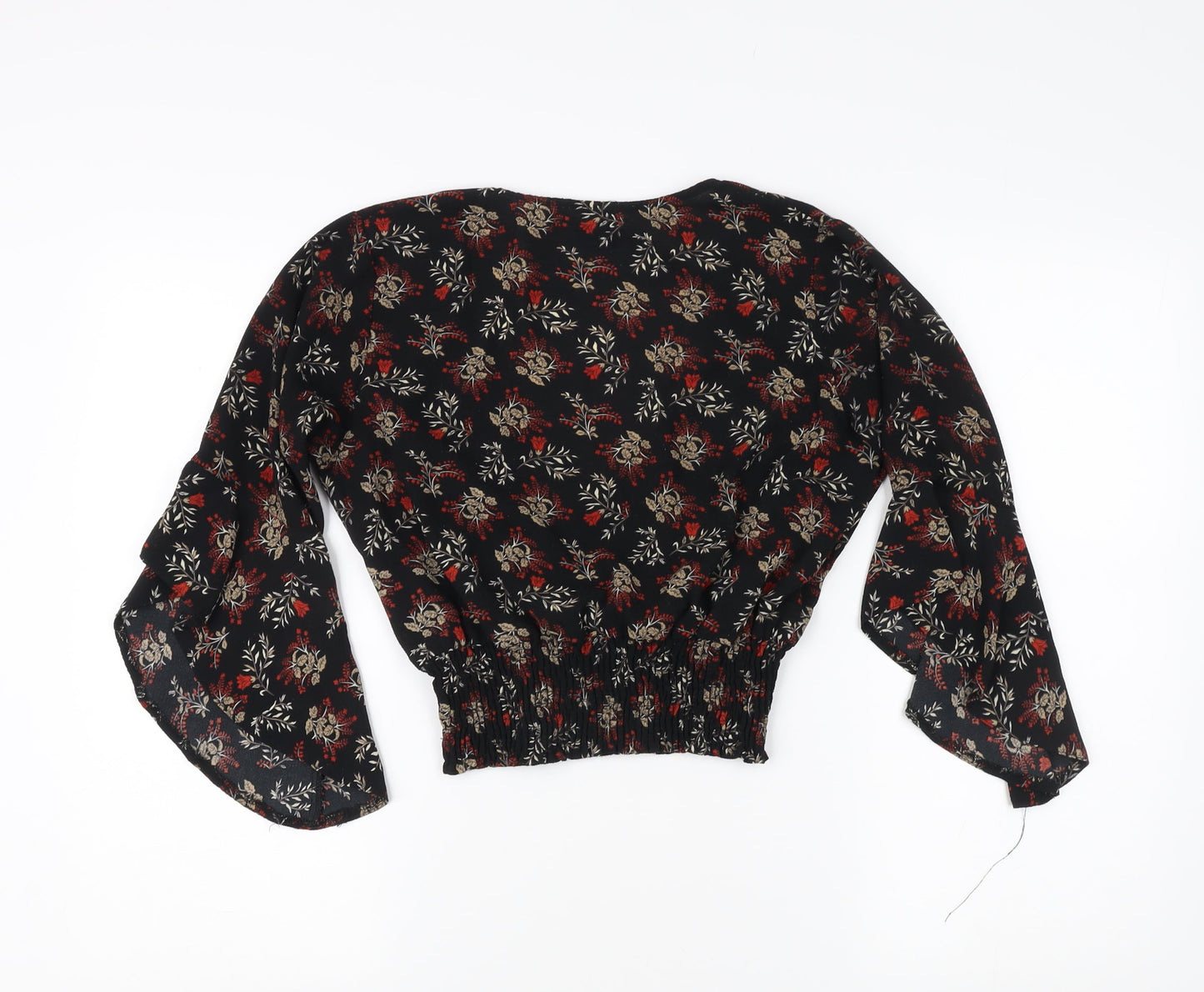 AX Paris Women’s Black Floral Bell Sleeve Blouse Size 10