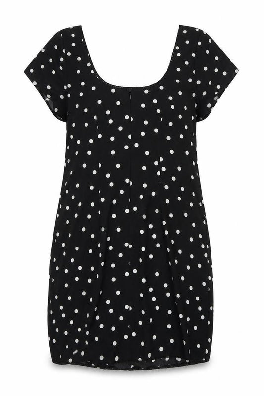 Front view of ASOS Women's Black Polka Dot Dress, size 12