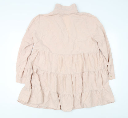 Zara Women's Beige Shirt Dress, L, Collared, Summer