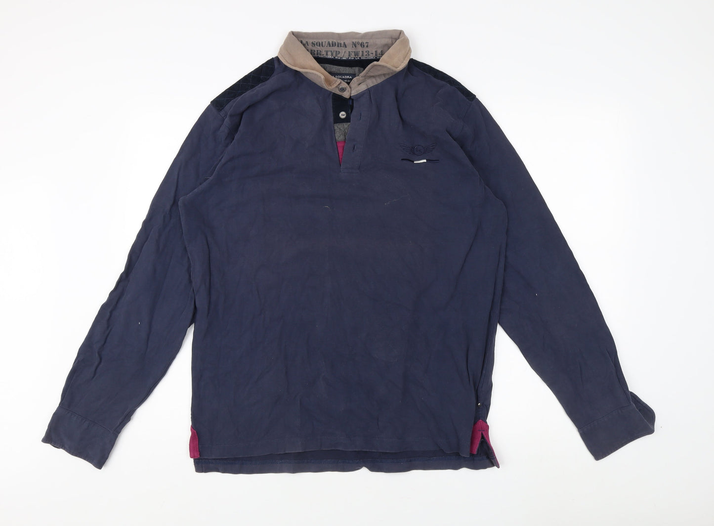 La Squadra Men's Blue Long Sleeve Button-Up Shirt