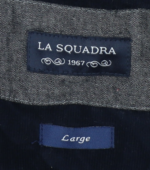 La Squadra Men's Blue Long Sleeve Button-Up Shirt