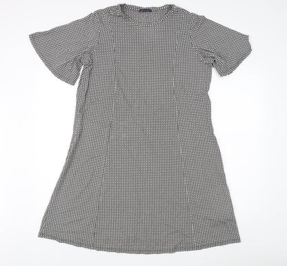 Marks and Spencer Women's Black Geometric Shift Dress Size 18