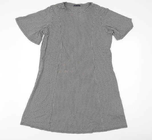 Marks and Spencer Women's Black Geometric Shift Dress Size 18