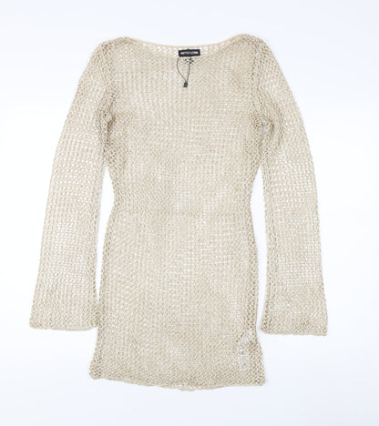 PrettyLittleThing Women's Beige XS Knit Sequin Dress