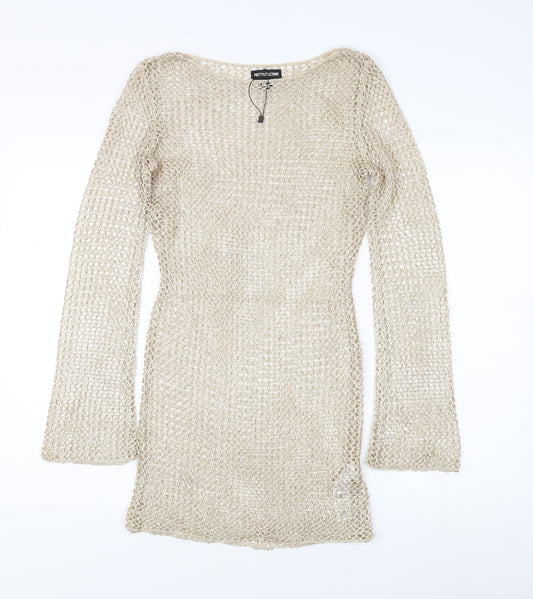 PrettyLittleThing Women's Beige XS Knit Sequin Dress