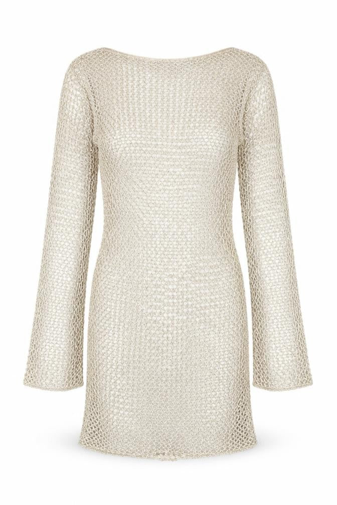 PrettyLittleThing Women's Beige XS Knit Sequin Dress