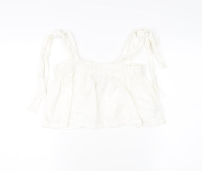 Womens UK Size 10 COLLUSION White Camisole Tank