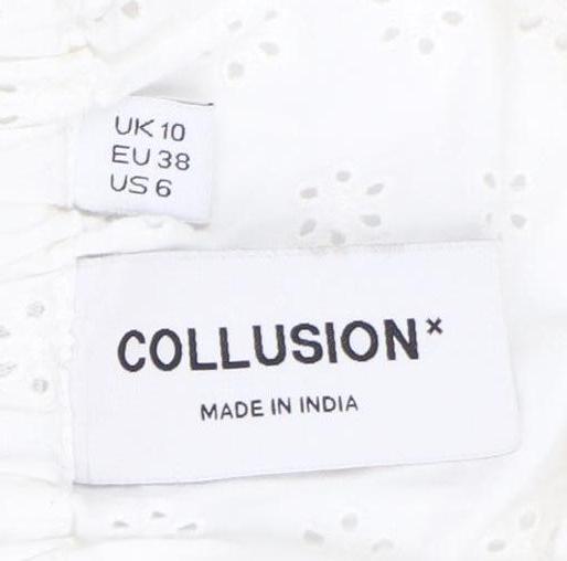 Womens UK Size 10 COLLUSION White Camisole Tank