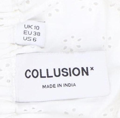 Womens UK Size 10 COLLUSION White Camisole Tank