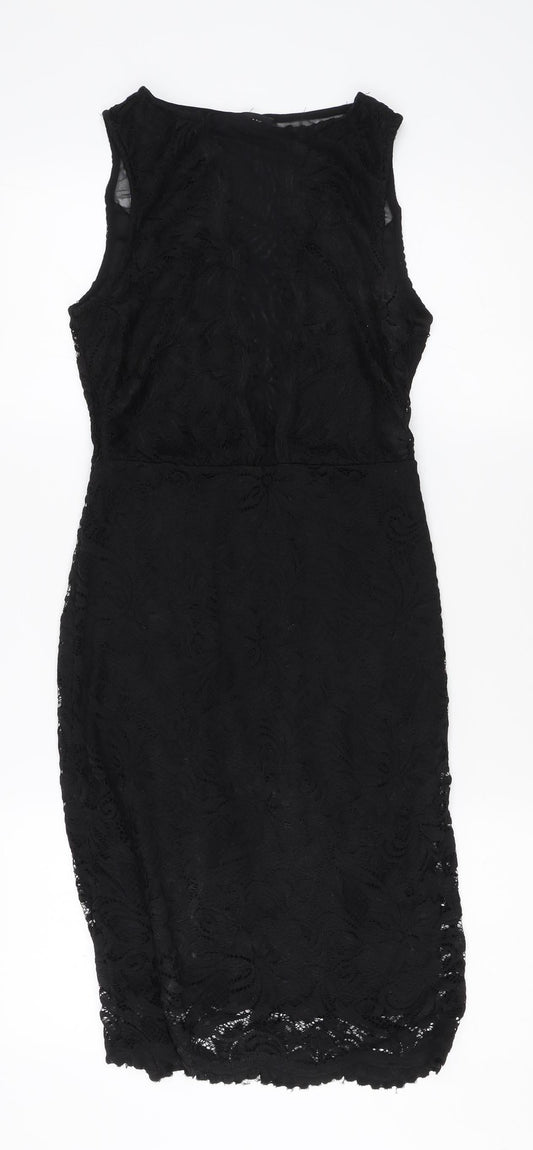New Look Women's Black Lace Sheath Dress Size 10