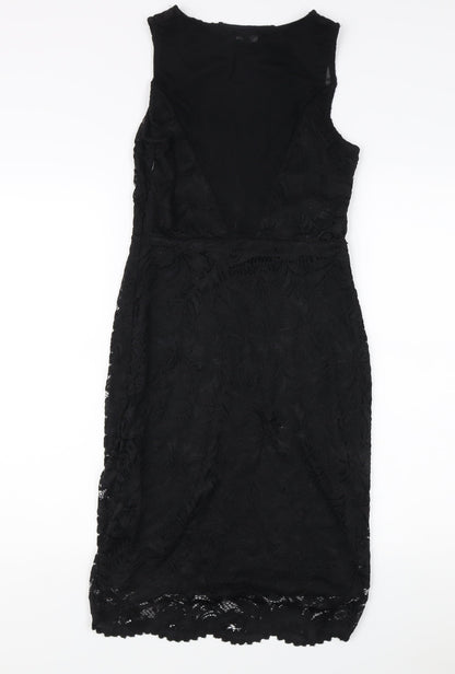 New Look Women's Black Lace Sheath Dress Size 10