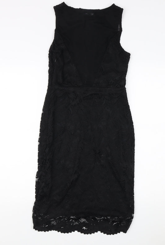 New Look Women's Black Lace Sheath Dress Size 10