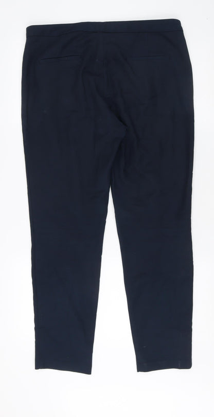 Womens UK Size 12 Zara Slim Fit Cropped Blue Trousers