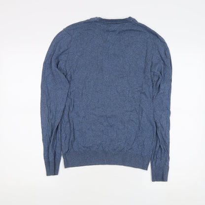 Zara Man Blue V-Neck Cotton Cashmere Jumper M
