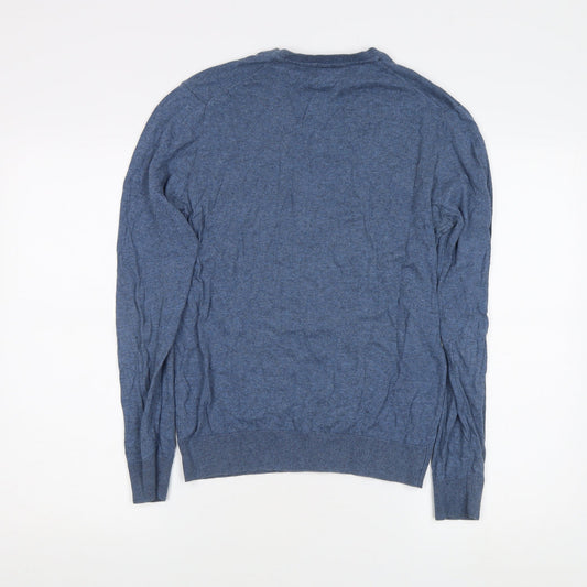 Zara Man Blue V-Neck Cotton Cashmere Jumper M
