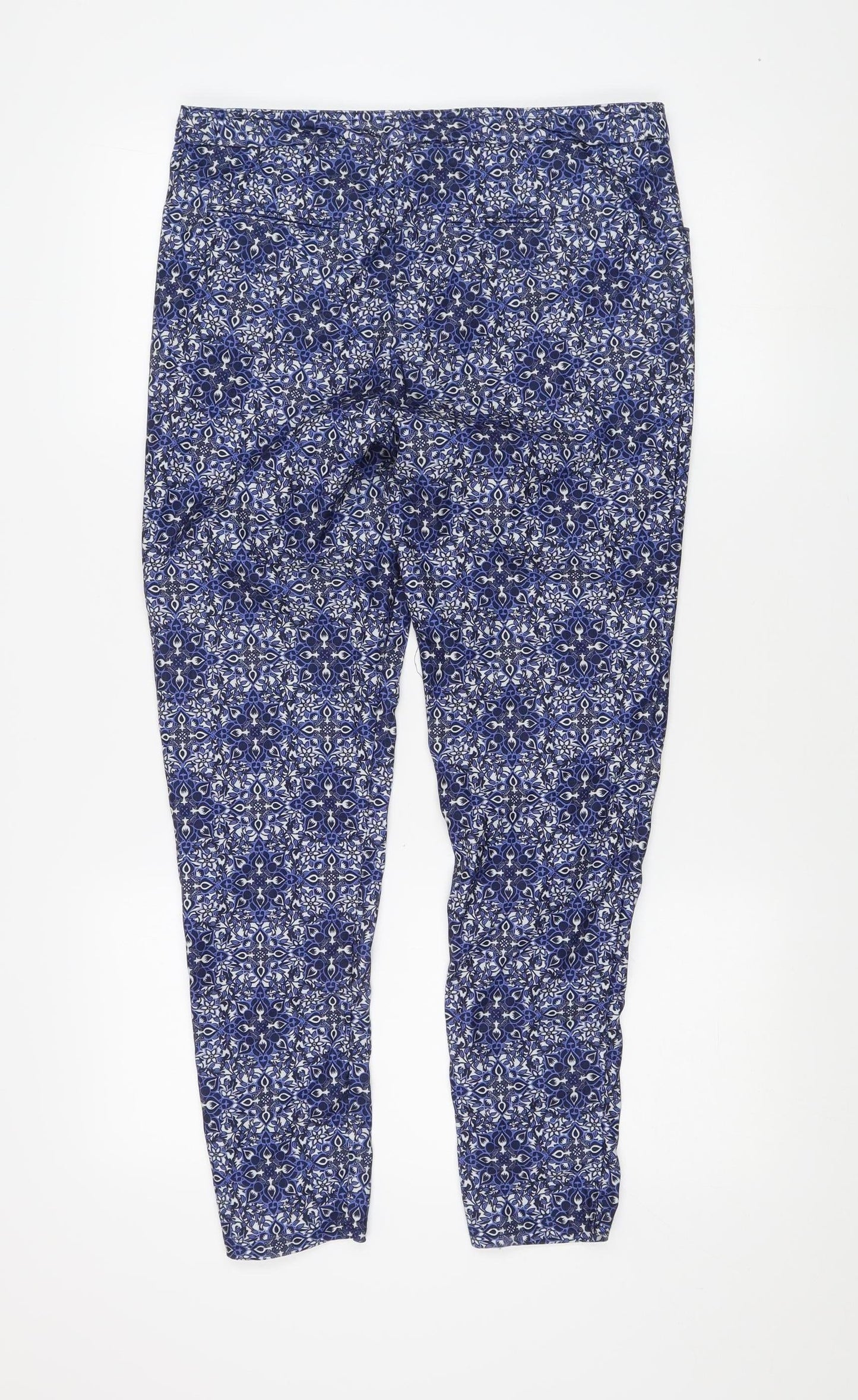 New Look Women's Blue Geometric Trousers Size 12