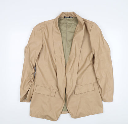 Boohoo Women's Beige Faux Leather Blazer UK 14