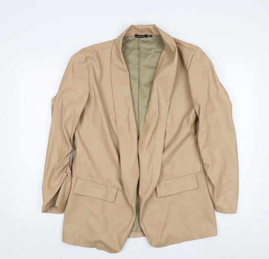 Boohoo Women's Beige Faux Leather Blazer UK 14