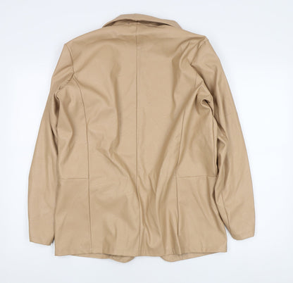 Boohoo Women's Beige Faux Leather Blazer UK 14