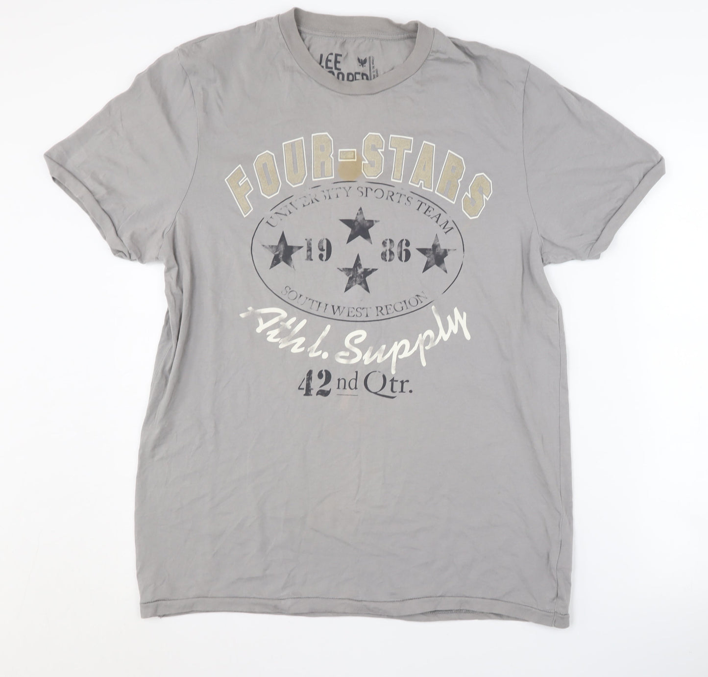 Lee Cooper Men's Grey Graphic Print T-Shirt L