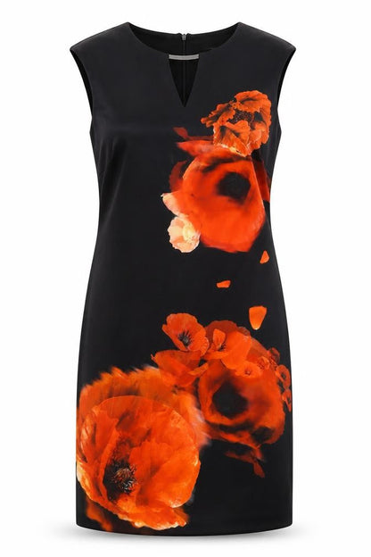 Roman Women's Black Floral Sheath Dress Size 16