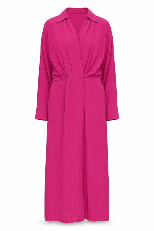 Front view of Massimo Dutti Women's Pink Shirt Dress XS