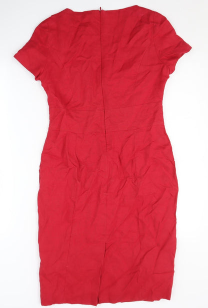Debenhams Red Linen Sheath Dress, UK 10, Women