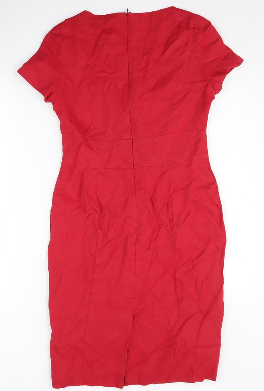 Debenhams Red Linen Sheath Dress, UK 10, Women
