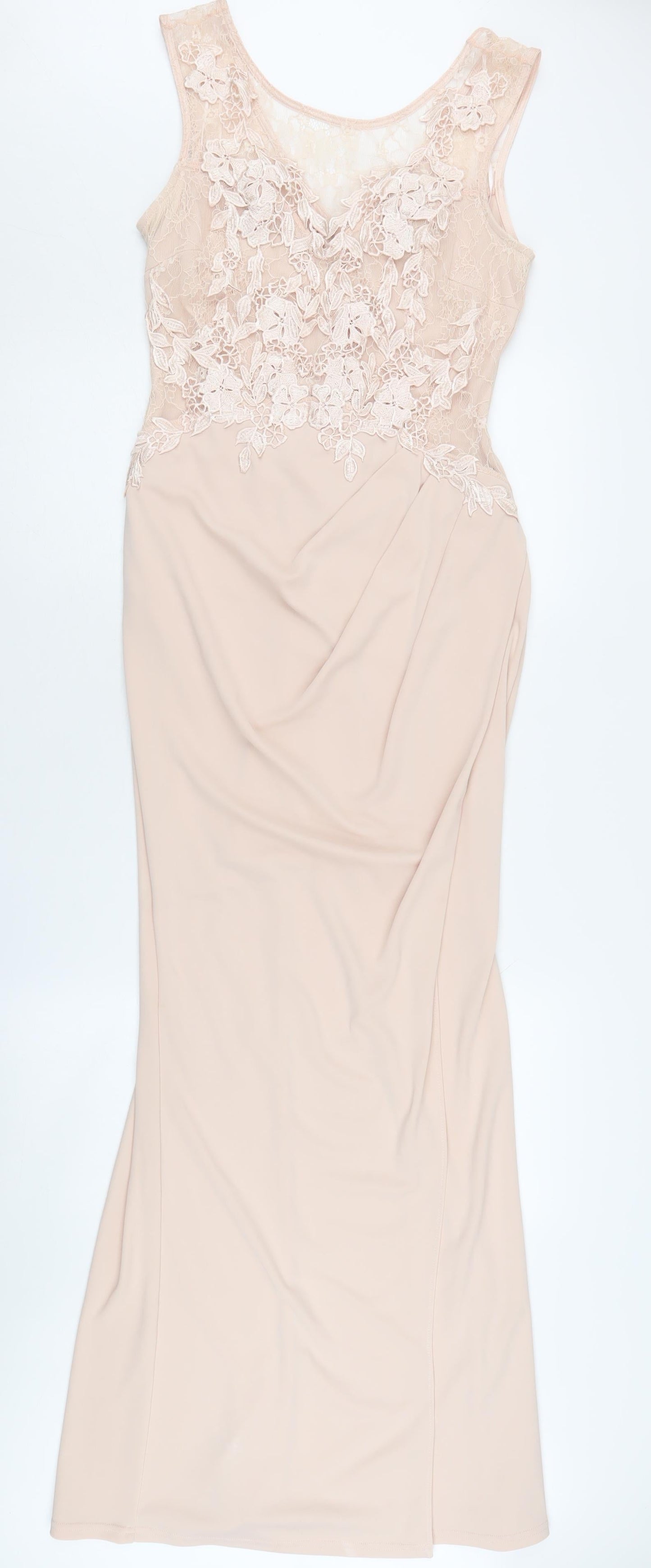 Lipsy Women's Beige Lace Sheath Dress Size 12