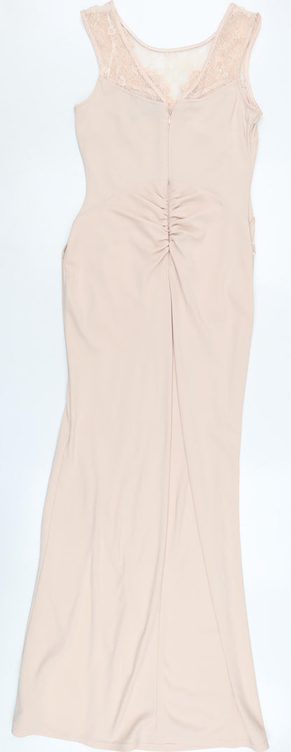 Lipsy Women's Beige Lace Sheath Dress Size 12