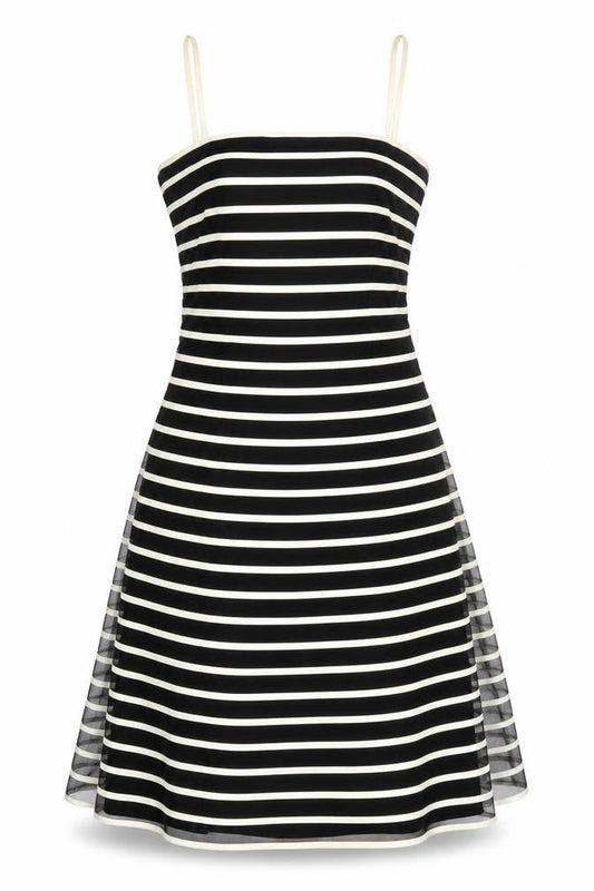 JS Boutique Women's Black Striped Sleeveless Dress Size 8