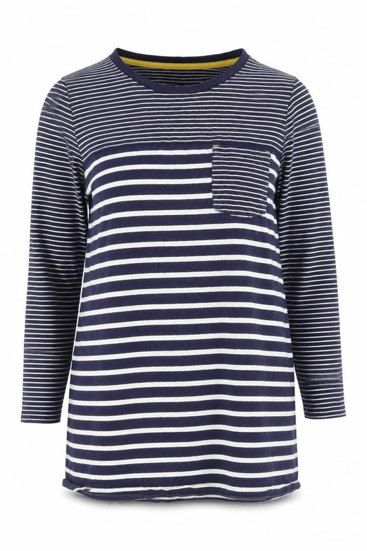 Front view of Principles Women's Blue Striped T-Shirt, size 16