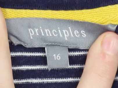Womens UK Size 16 Principles Blue Basic T-Shirt