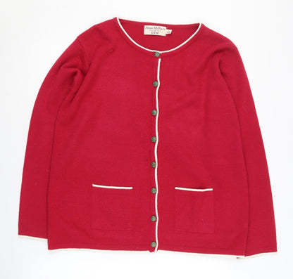 Honor Millburn Red Women's Cardigan L Button Knit