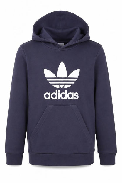 Front view of Adidas boys’ blue pullover hoodie 7-8 years