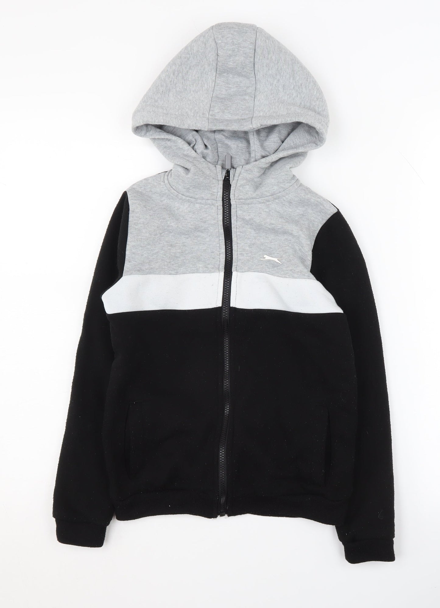 Slazenger Boys Black Grey Full Zip Hoodie, 7-8 Years